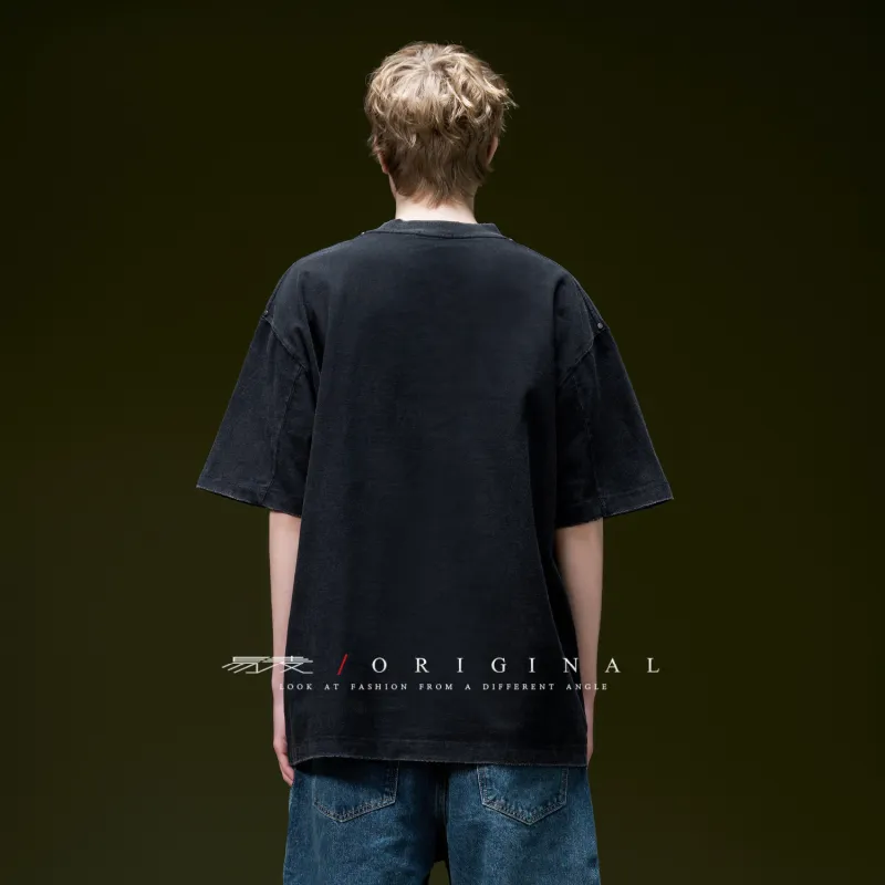 YIMAI 100% Cotton T Shirt Loose Fit Unisex Black-2