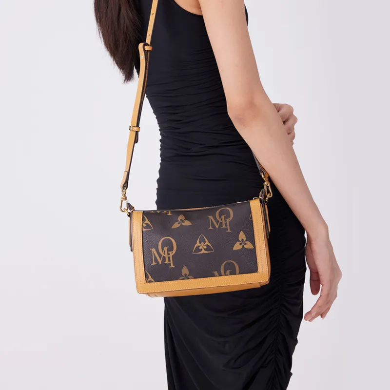 OMI Synthetic Leather Shoulder Bag Regular Women's Dark Coffee/Khaki-2