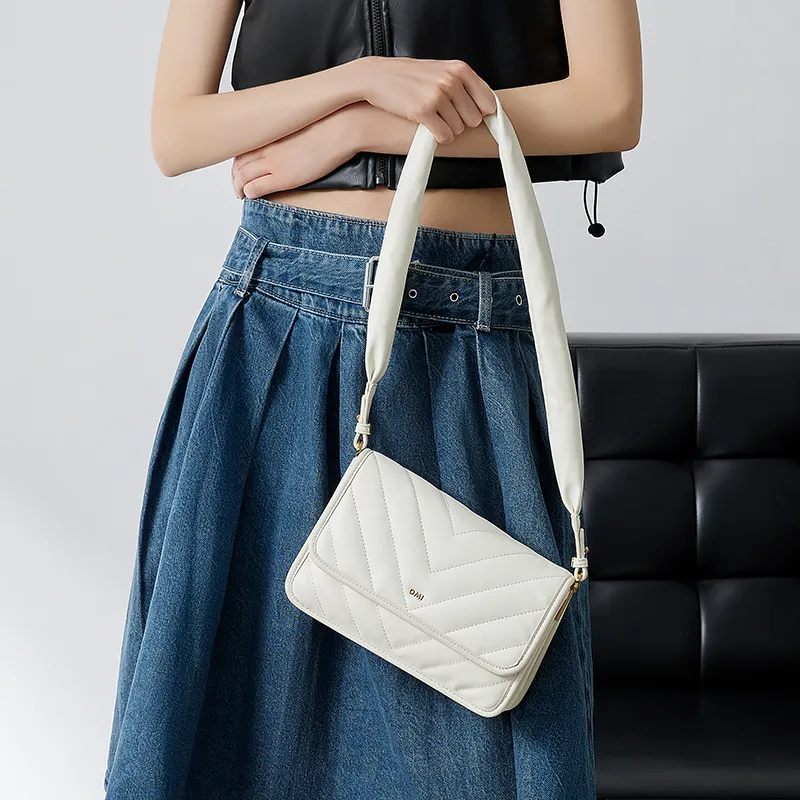 OMI Polyurethane Synthetic Leather Small Square Bag Shoulder Bag, Crossbody Bag Regular Women's Cream White-6