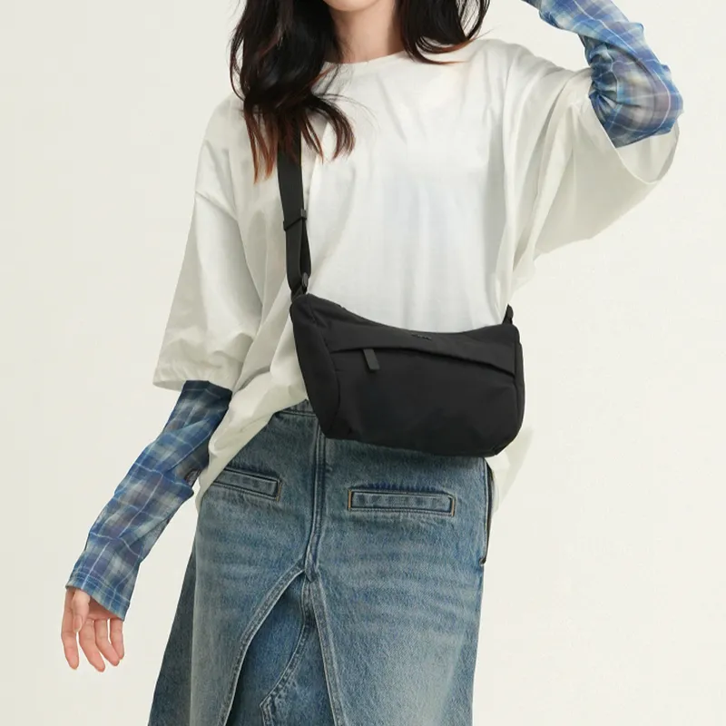 OMI Polyamide Shoulder Bag, Crossbody Bag Regular Unisex Black/Light Gray-4