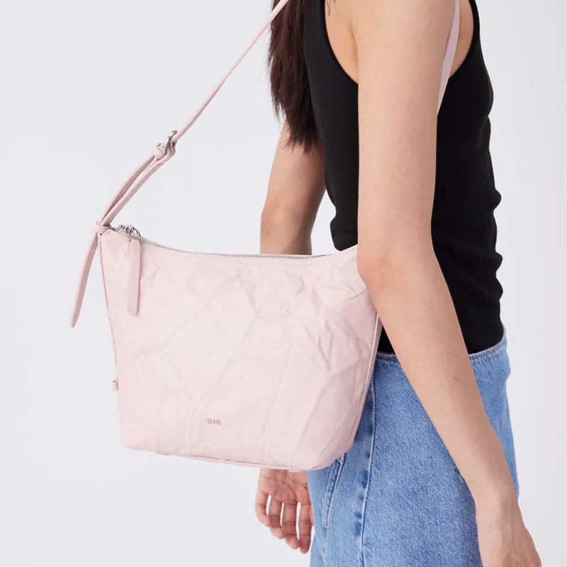OMI Synthetic Leather Shoulder Bag Women's Black/White/Pink/Brown-7