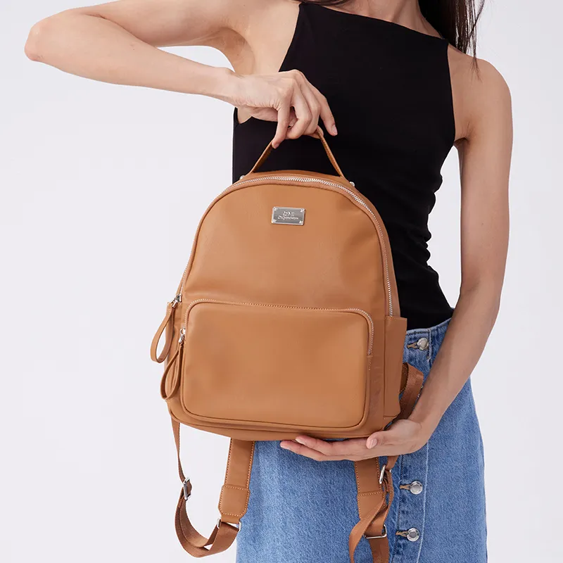 OMI PU Laptop Backpack Women's Black/Milk White/Khaki/Blue-4