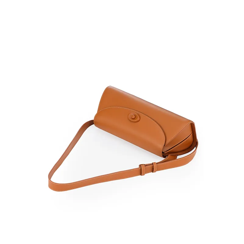 OMI Split Cow Leather Underarm Shoulder Bag Regular Women's Caramel/Ecru/Black/Light Blue-2