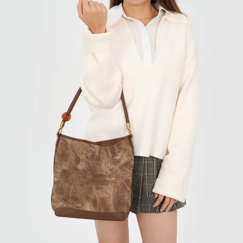 OMI Synthetic Leather Handbag, Shoulder Bag Women's Black/Apricot White/Khaki/Red Brown-25