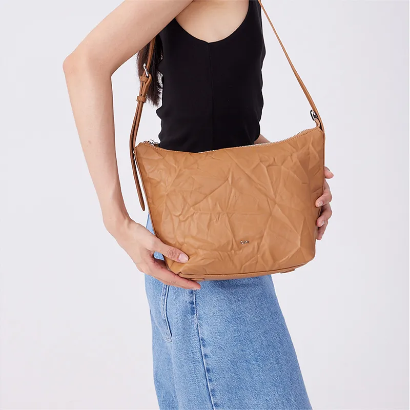 OMI Synthetic Leather Shoulder Bag Women's Black/White/Pink/Brown-1