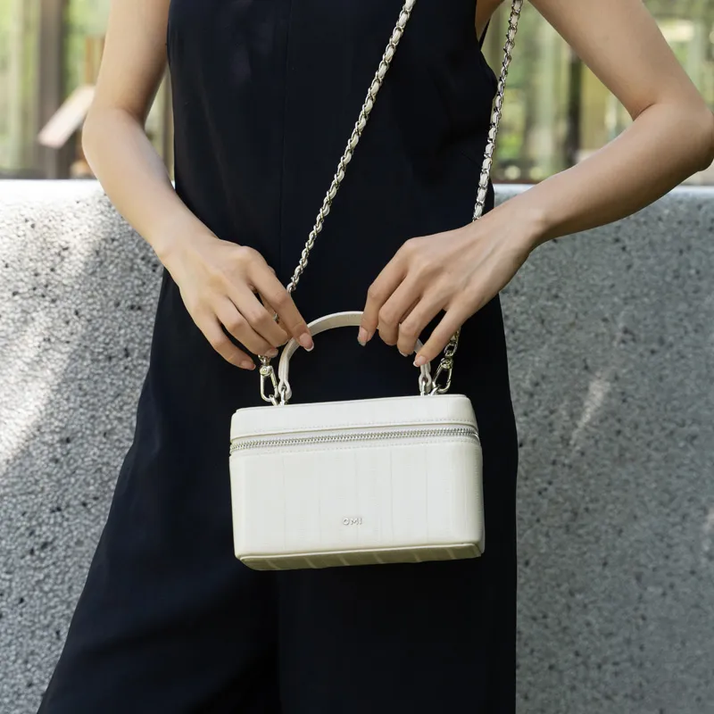 OMI Synthetic Leather Shoulder Bag, Crossbody Bag, Handbag Regular Women's Black/White/Pink-2
