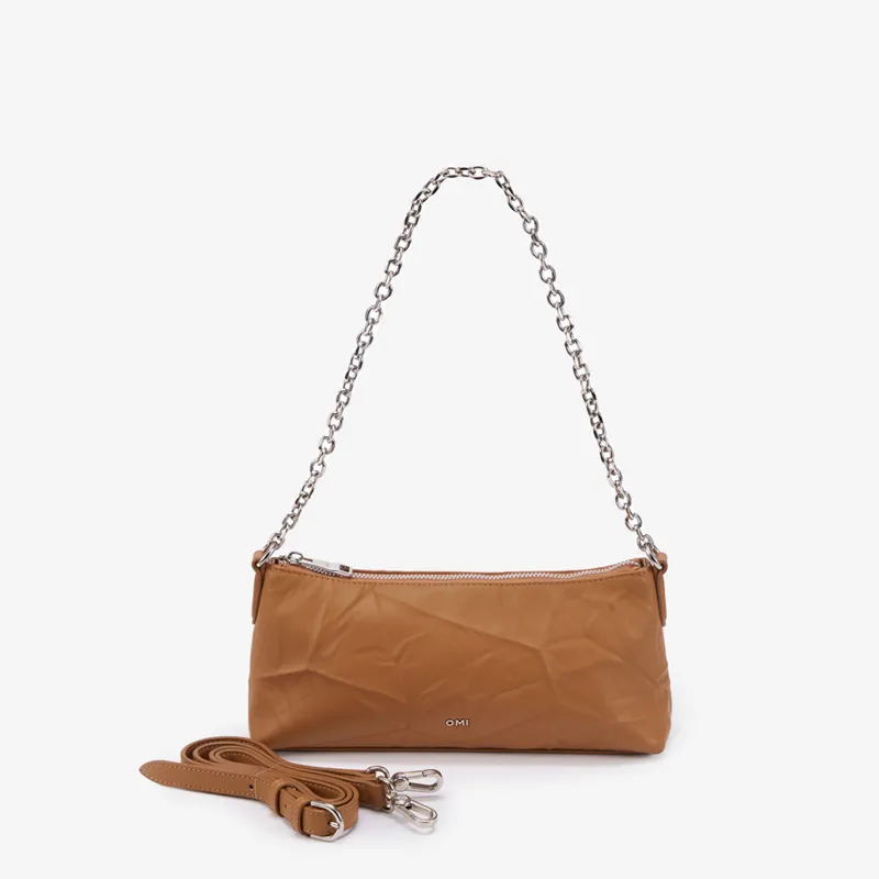 OMI Synthetic Leather Shoulder Bag Regular Small Size Women's Brown/Black/White/Pink-1