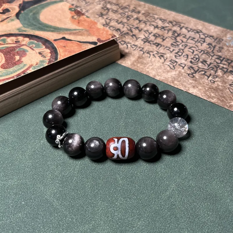CUIJING Natural Obsidian Bracelets Unisex-1