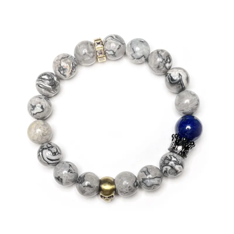 CUIJING Natural Map Stone Bracelets Unisex-2