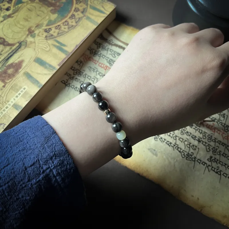 CUIJING Natural Obsidian Bracelets Unisex-2