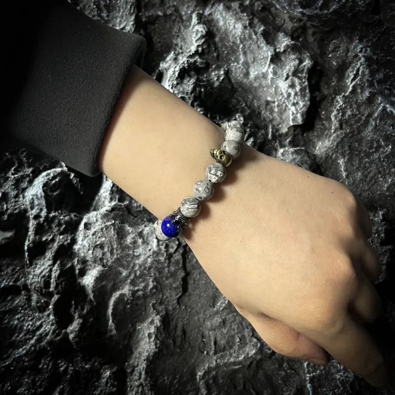 CUIJING Natural Map Stone Bracelets Unisex-3