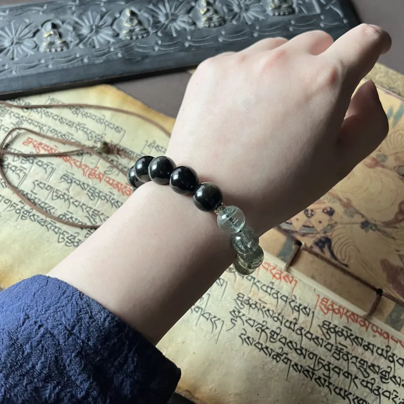 CUIJING Natural Obsidian Bracelets Men's-2