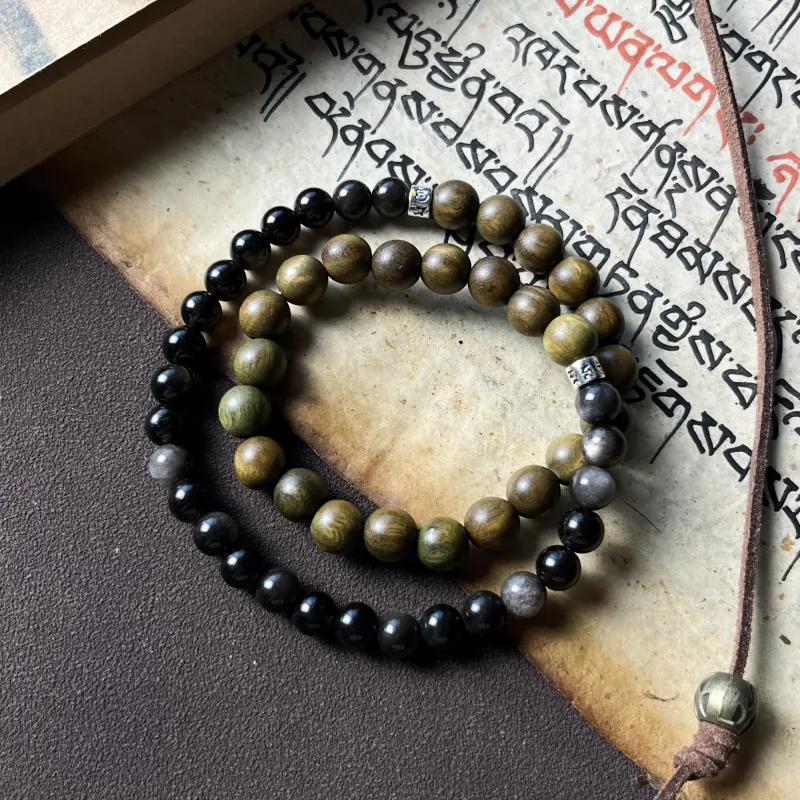CUIJING Natural Obsidian Bracelets Unisex-3