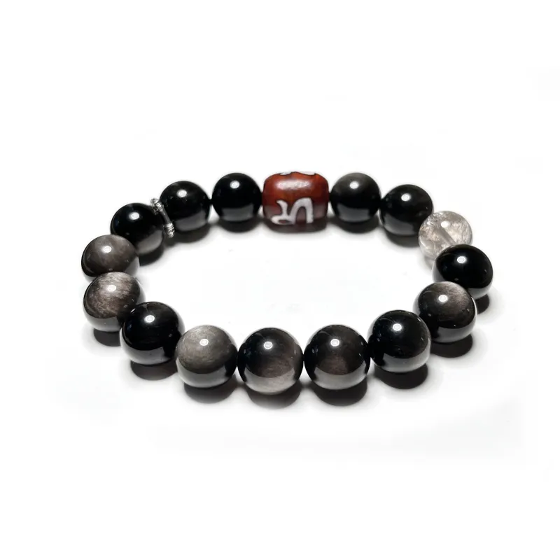 CUIJING Natural Obsidian Bracelets Unisex-4