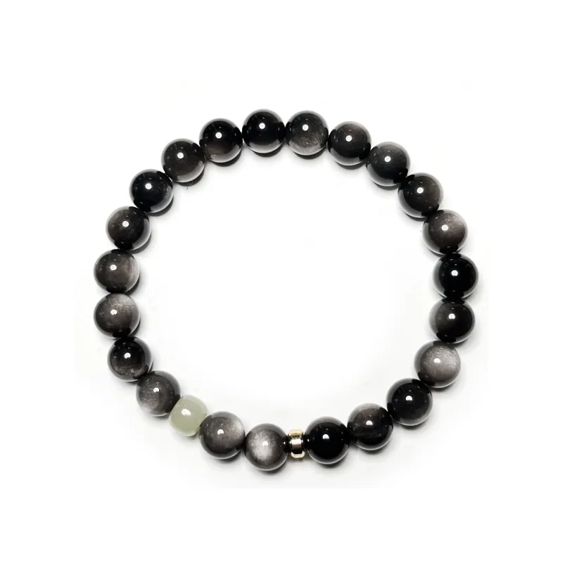 CUIJING Natural Obsidian Bracelets Unisex-4