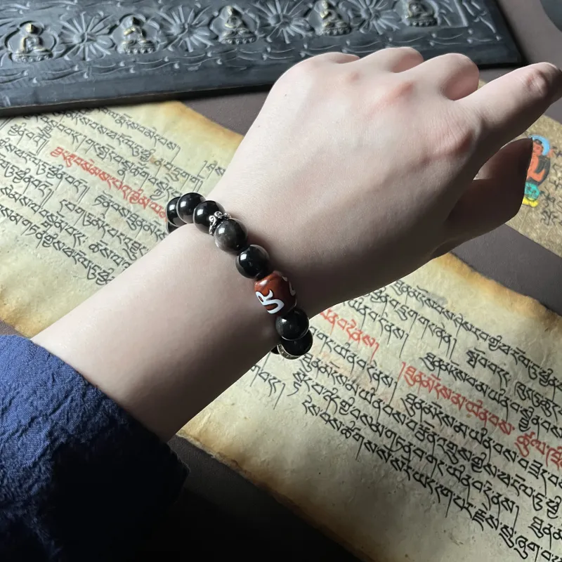 CUIJING Natural Obsidian Bracelets Unisex-2