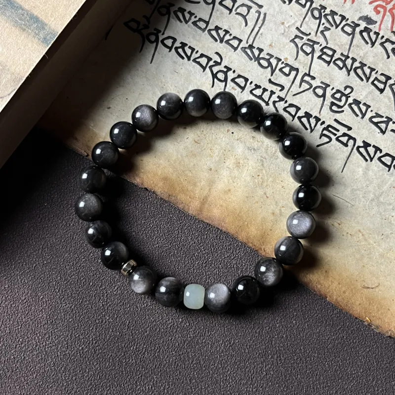 CUIJING Natural Obsidian Bracelets Unisex-1