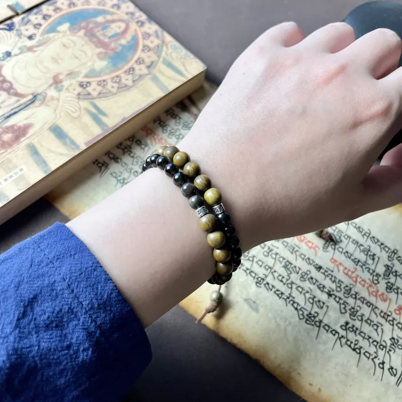 CUIJING Natural Obsidian Bracelets Unisex-1
