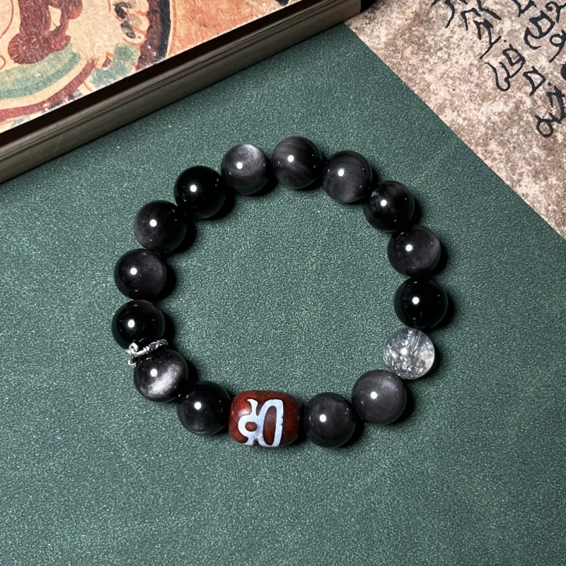 CUIJING Natural Obsidian Bracelets Unisex-3