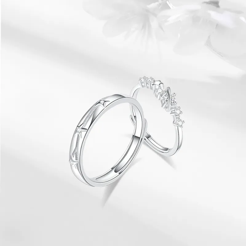LUCA S999 Sterling Silver With Zircon Rings Unisex-4