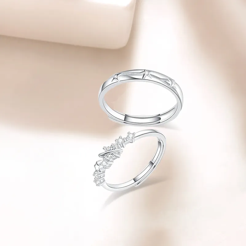LUCA S999 Sterling Silver With Zircon Rings Unisex-6