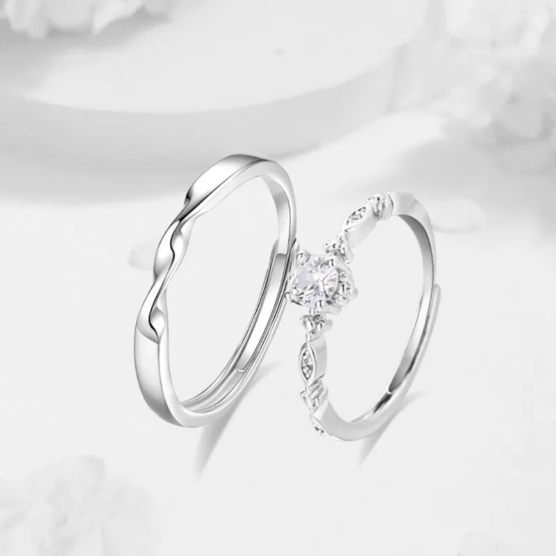 LUCA Sterling Silver Rings Unisex Silver White # Sweet Love Jewelry-5