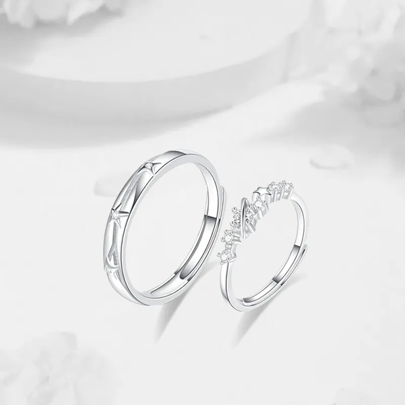 LUCA S999 Sterling Silver With Zircon Rings Unisex-3