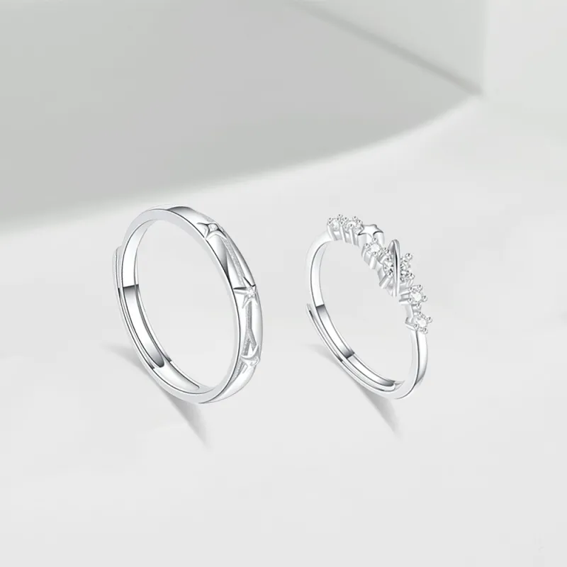 LUCA S999 Sterling Silver With Zircon Rings Unisex-5