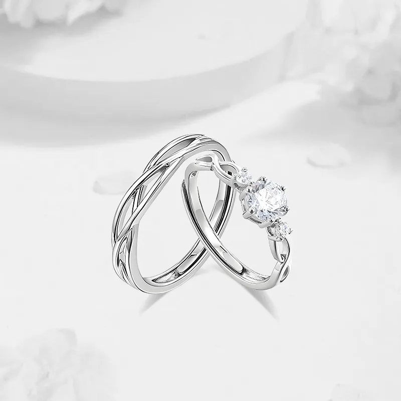 LUCA Sterling Silver Rings Unisex Silver white Gift Box-3