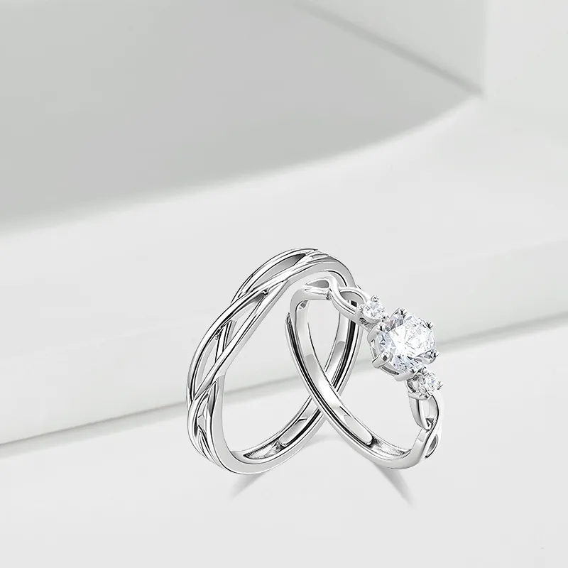 LUCA Sterling Silver Rings Unisex Silver white Gift Box-6