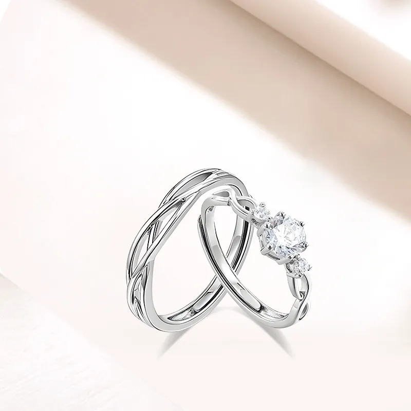 LUCA Sterling Silver Rings Unisex Silver white Gift Box-4