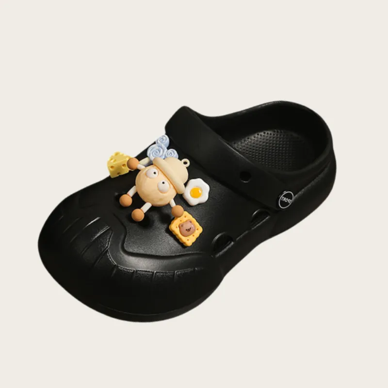 YUZHAOLIN DIY Clog Summer Wear Good Looking Slip Resistant Abrasion Resistant Couple Home Cute Coal Ball Clogs-3