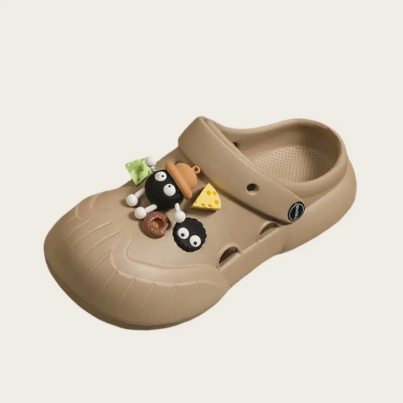 YUZHAOLIN DIY Clog Summer Wear Good Looking Slip Resistant Abrasion Resistant Couple Home Cute Coal Ball Clogs-5