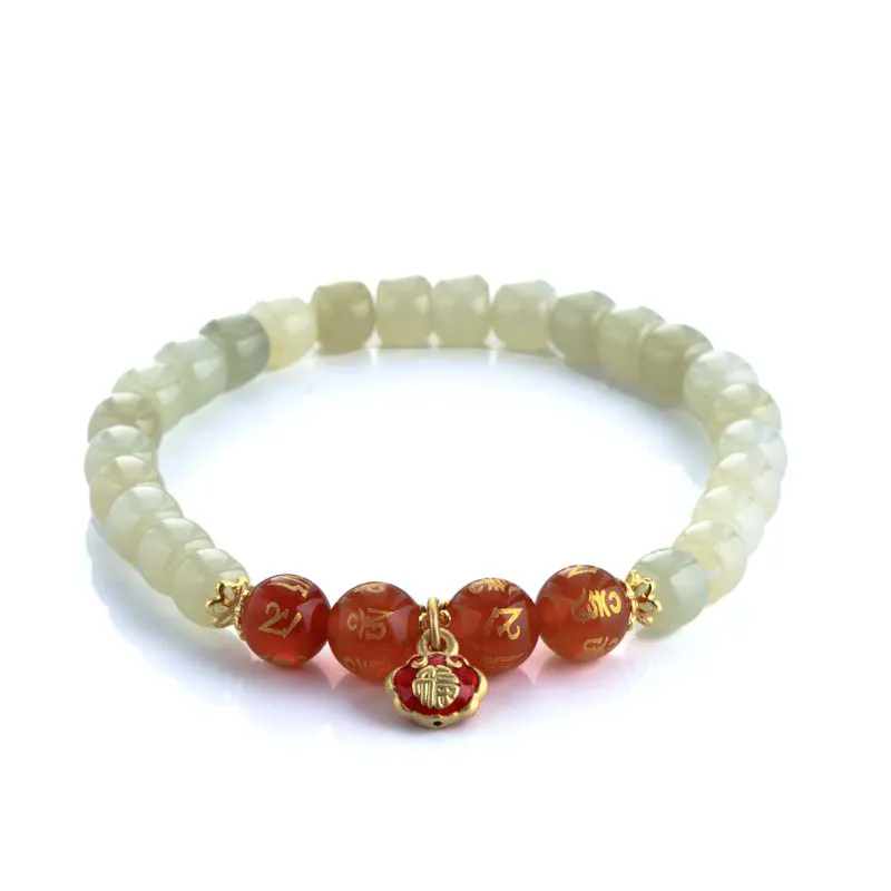 LONGFENGYUAN Hetian Jade Bracelets Pale Greenish White Jade Women's-1