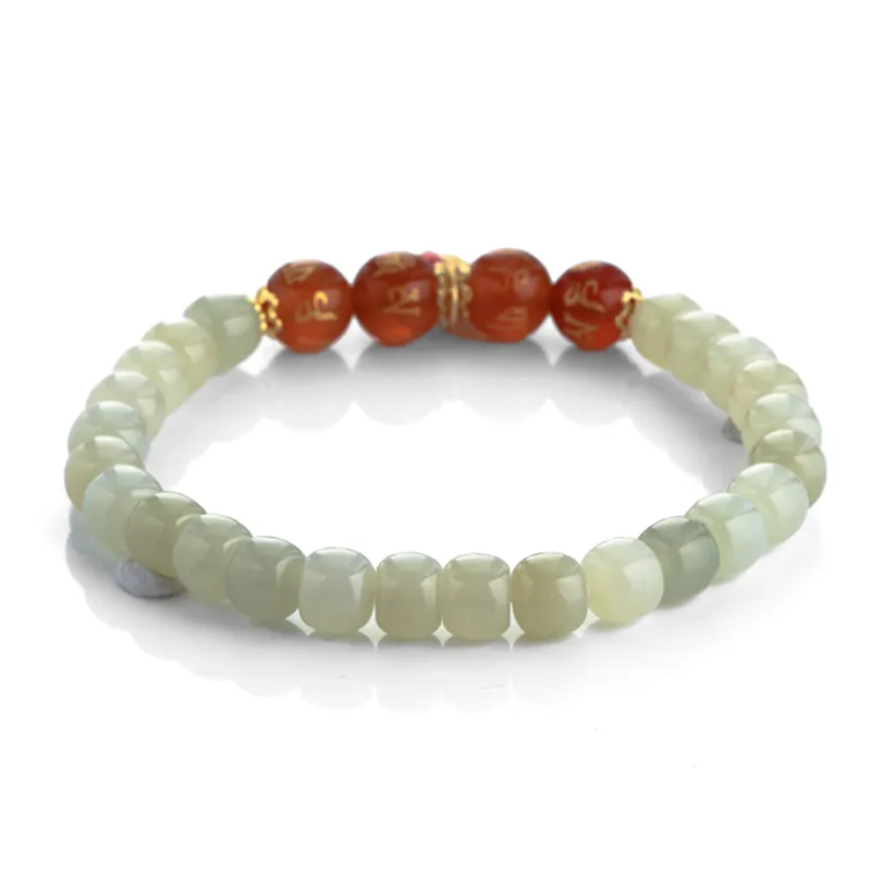 LONGFENGYUAN Hetian Jade Bracelets Pale Greenish White Jade Women's-3