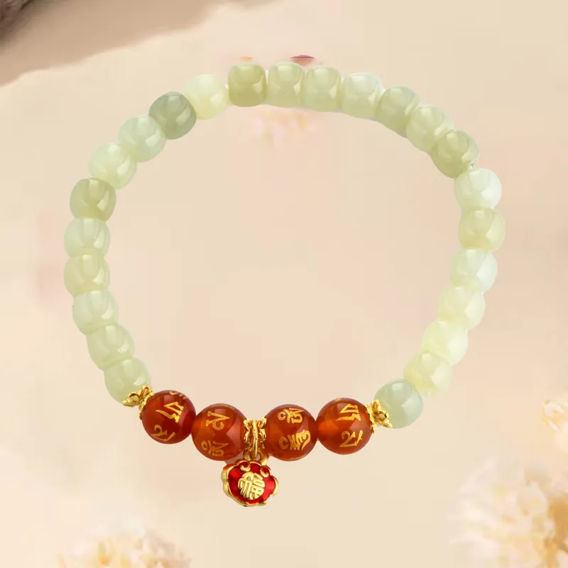 LONGFENGYUAN Hetian Jade Bracelets Pale Greenish White Jade Women's-4