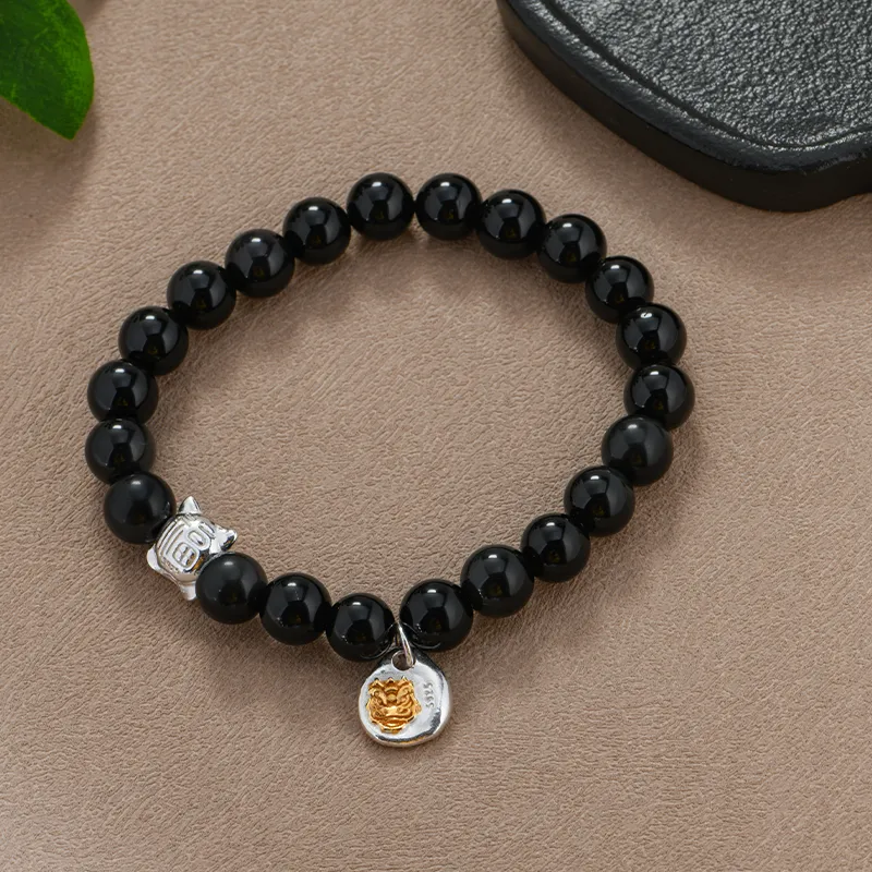 LONGFENGYUAN Obsidian Bracelets Men's-4