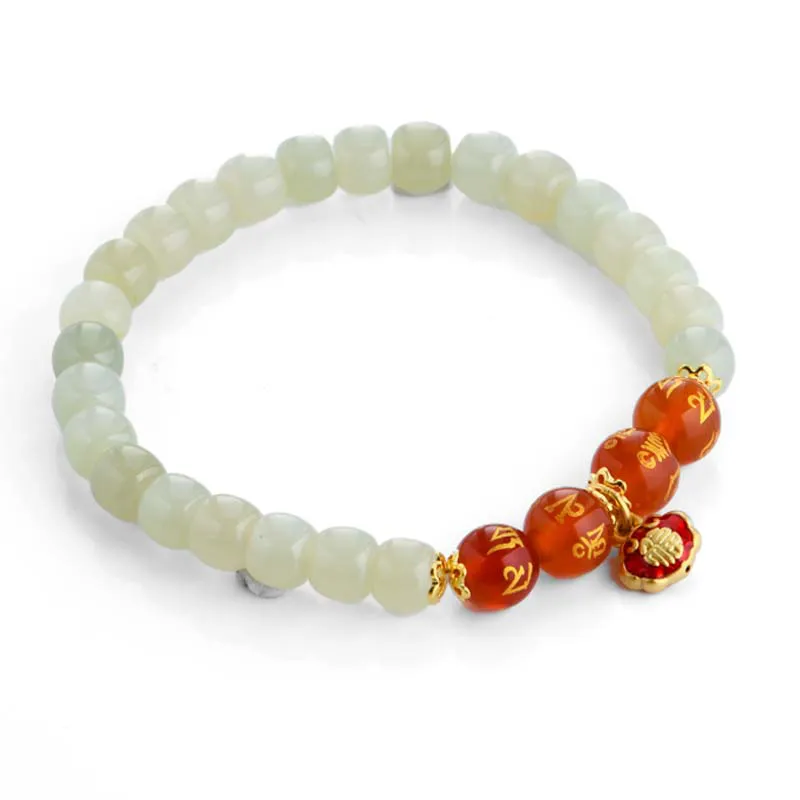 LONGFENGYUAN Hetian Jade Bracelets Pale Greenish White Jade Women's-2