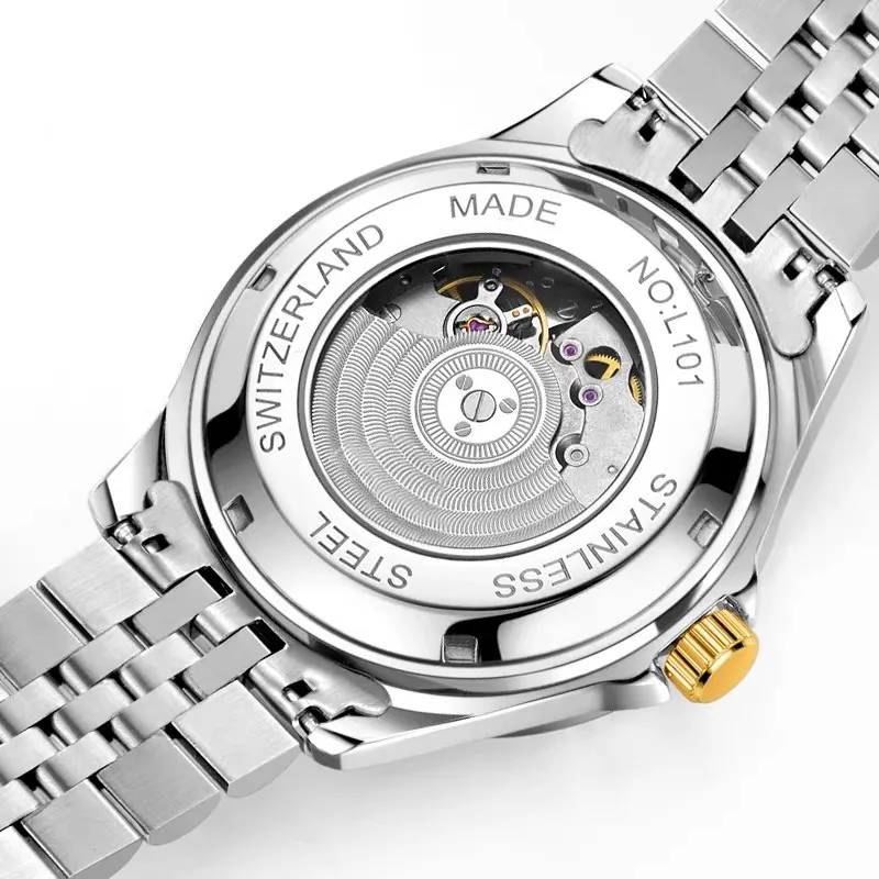 XO Datejust Minimalist Style Collection Automatic Mechanical Movement Steel Strap Watch Women's Gold Dial-3