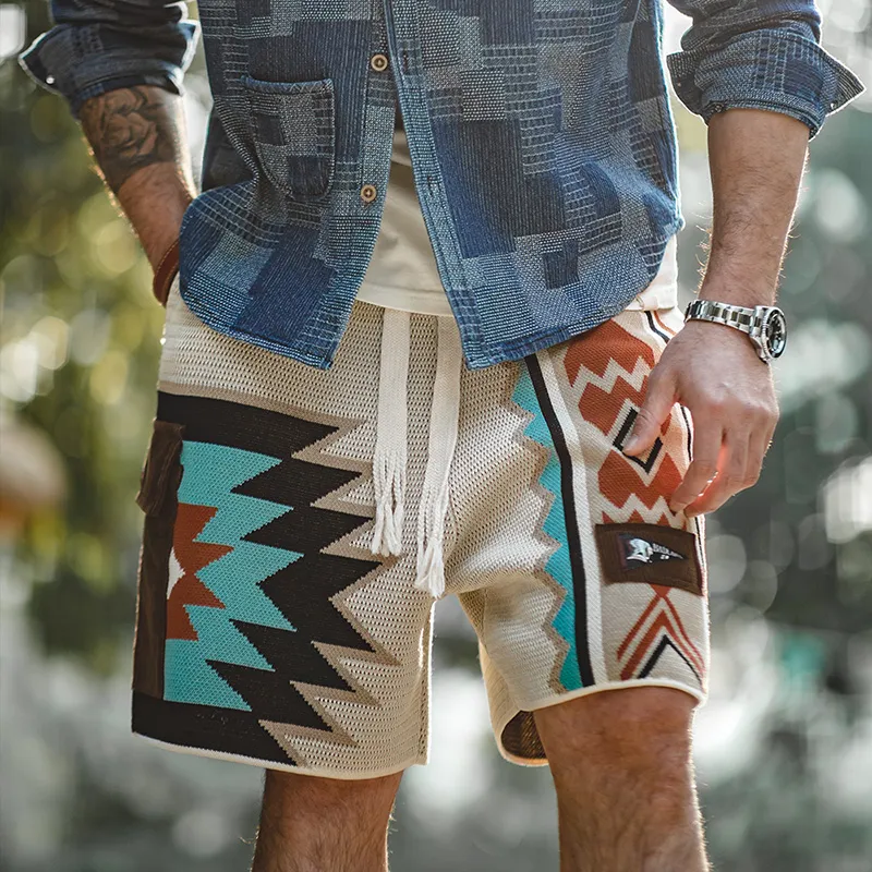 YOUSEKOO Casual Shorts Men Diamond Multicolor-2