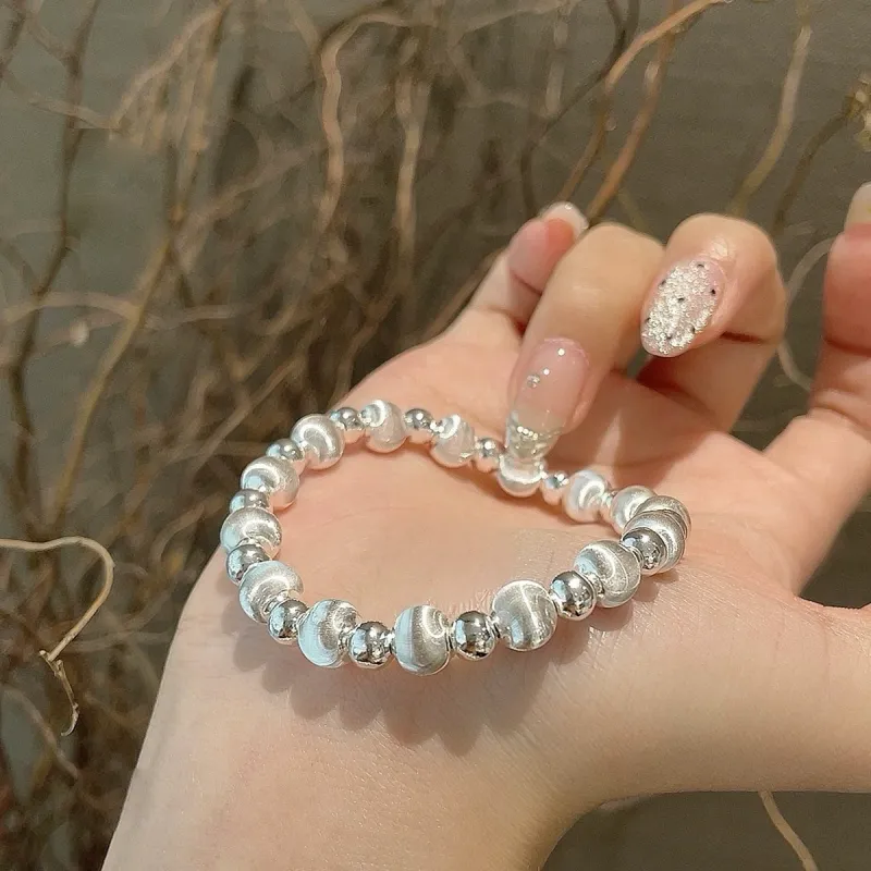 VXSAX 999 Fine Silver Sterling Silver Beaded Bracelet Women's-1