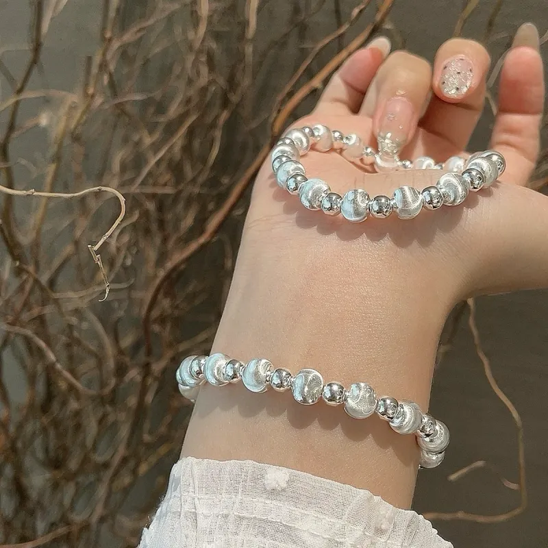 VXSAX 999 Fine Silver Sterling Silver Beaded Bracelet Women's-2