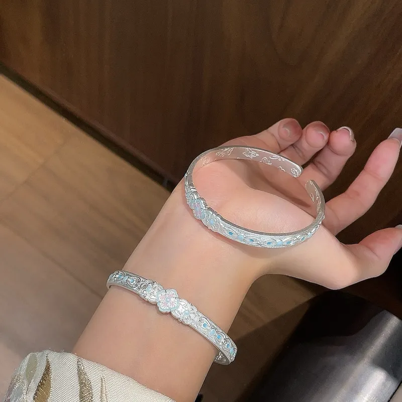 VXSAX 999 Fine Silver Bangles Women's Silver-1