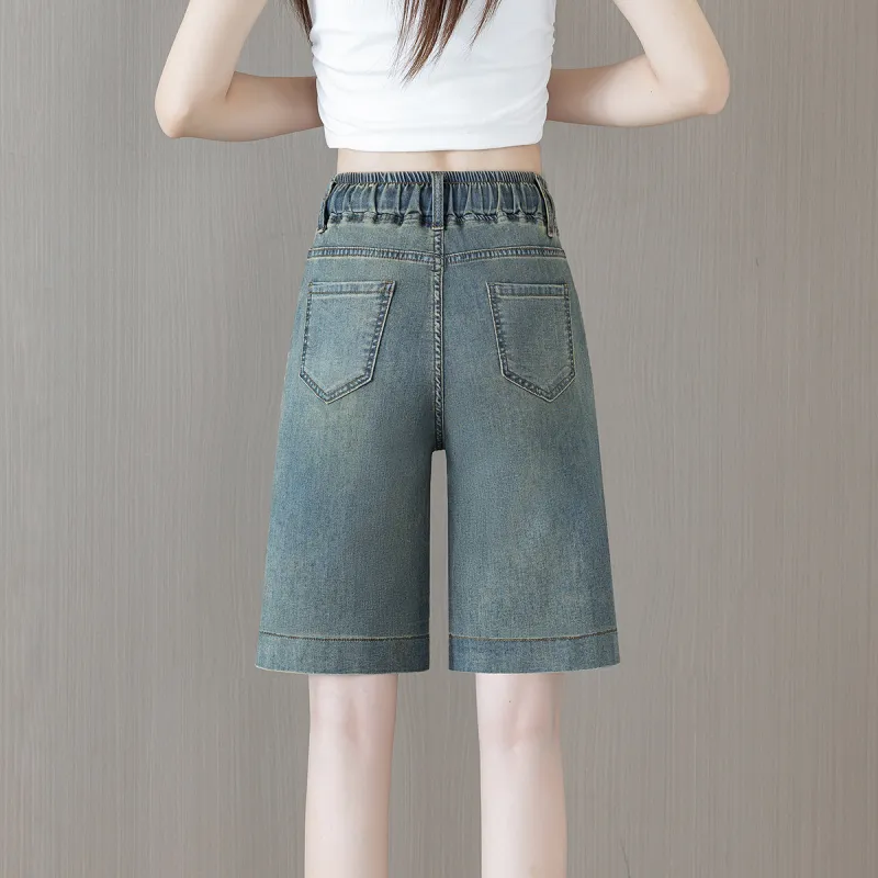 ORIGIN Denim Shorts Women's Vintage Blue Mini Skirt-1