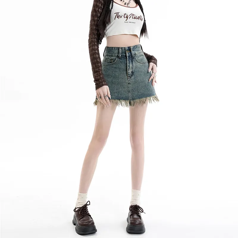 ORIGIN 2025 Summer Fitted Denim Short Skirts For Women's Women's-2