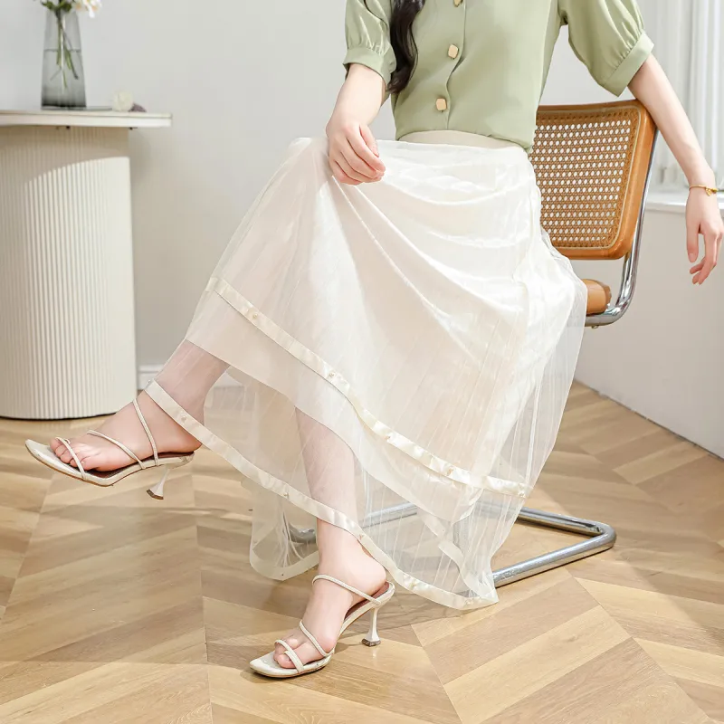 ORIGIN Casual Long Skirts Women's Ecru-4