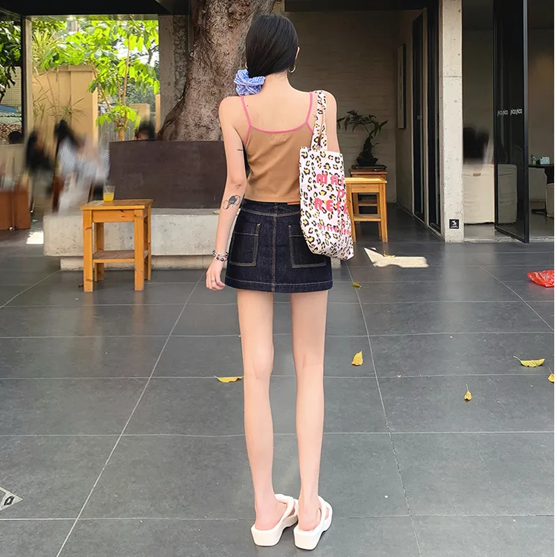 ORIGIN 2025 Summer Fitted Denim Short Skirts Women's-4