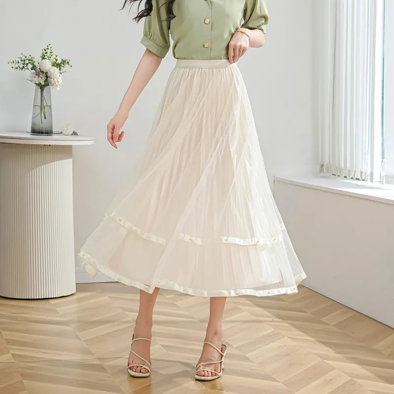 ORIGIN Casual Long Skirts Women's Ecru-5