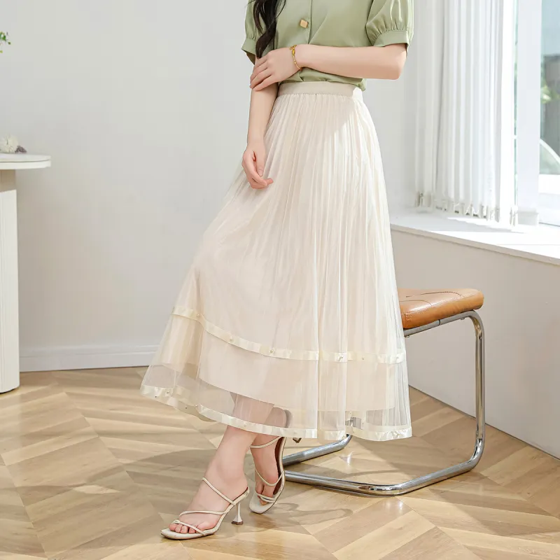 ORIGIN Casual Long Skirts Women's Ecru-2