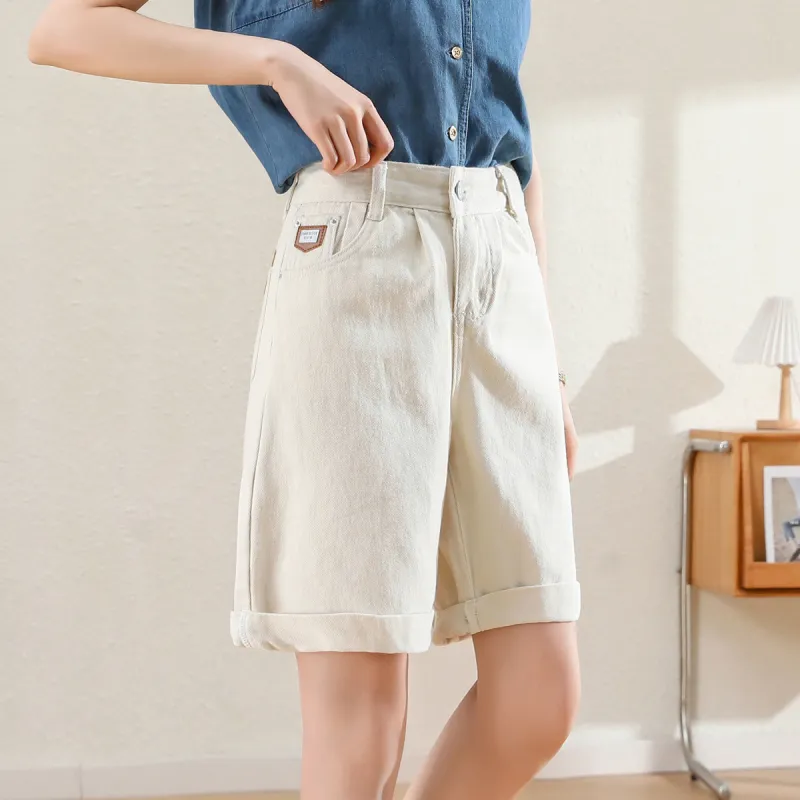 ORIGIN Denim Shorts Women's Beige Apricot-3